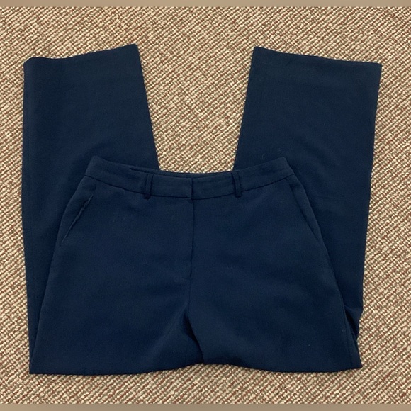 Women’s 4 Lauren Ralph Lauren Navy Wool Blend Flat Front Pants Slacks - Picture 5 of 13